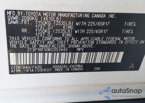 2019 Toyota Rav4 Xle from USA, damaged, VIN 2T3P1RFV0KC053445